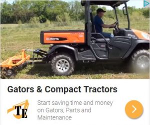 Gator Kubota with disc harrow